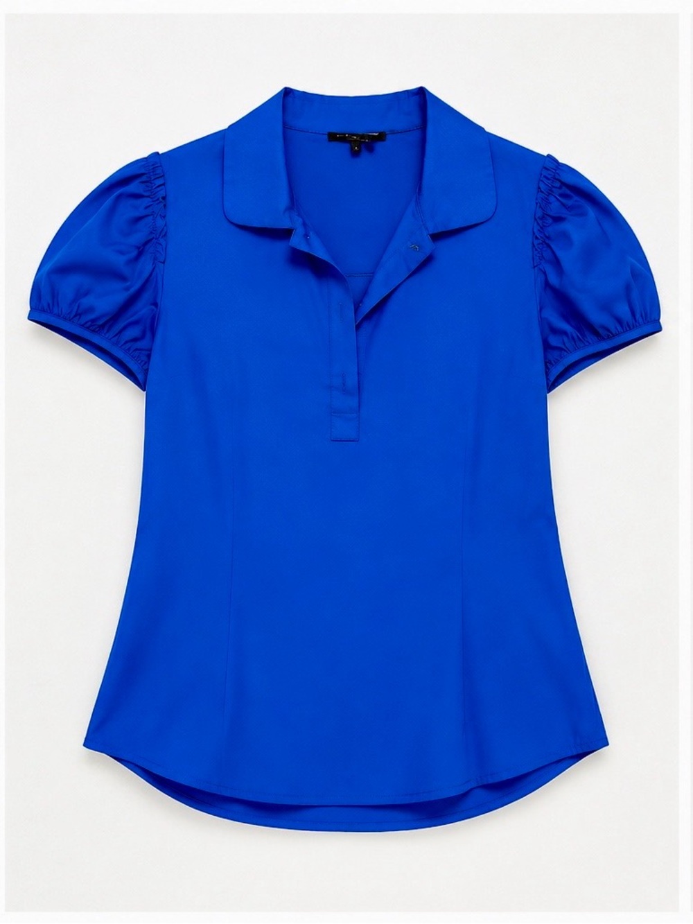 Theory Alegria Blouse Small NWT Azul Blue Cap Sleeve 3-Button Collared Top - Picture 1 of 7